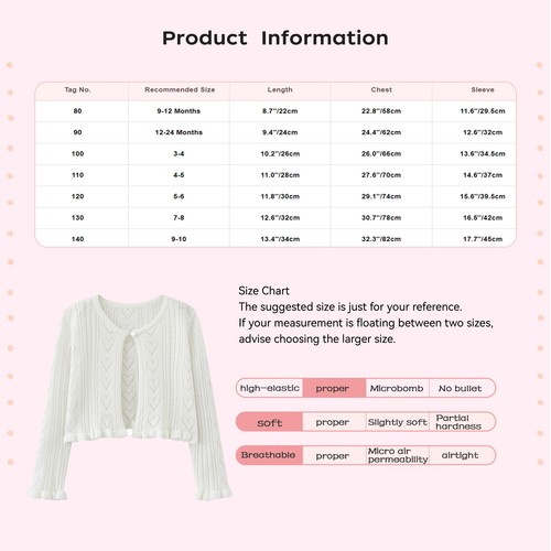 Girls Bolero Shrug Cardigan Sweaters Kids Long Sleeve Cropped Knit Sweater Tops - Picture 5 of 30
