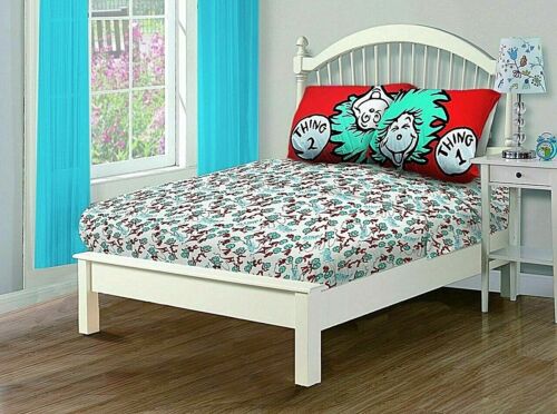 Juego de sábanas dobles vintage NUEVO CON ETIQUETAS DR. SEUSS THING 1 2 {tela} funda de almohada plana ajustada - Imagen 2 de 2