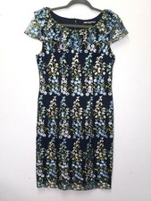 Womens dress Party Cocktail Sz 2 embroidered lace sheath Karl Lagerfeld blue EUC