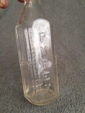Vintage Pyrex 8 oz Clear Glass Baby Nursing Bottle, Raised Pyrex Letters 6 Sided