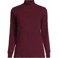 Lands' End Size 3X Solid Burgundy Mock turtleneck knit top, long sleeve NWT
