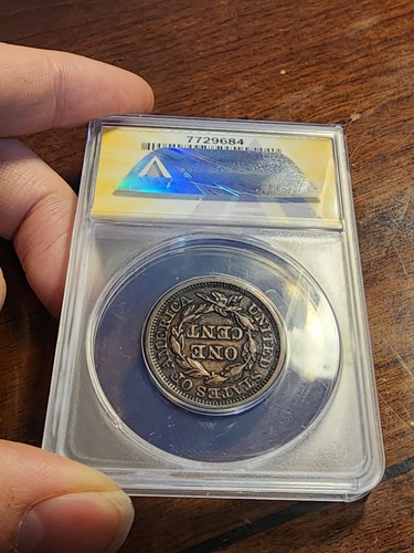 1845 Large Cent ANACS XF EF Extra Fine 45 Details Corroded Cleaned - Picture 5 of 5