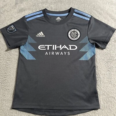 New York City Adidas Soccer Jersey Gray Boys Kids Children Sz L - Image 1 of 4