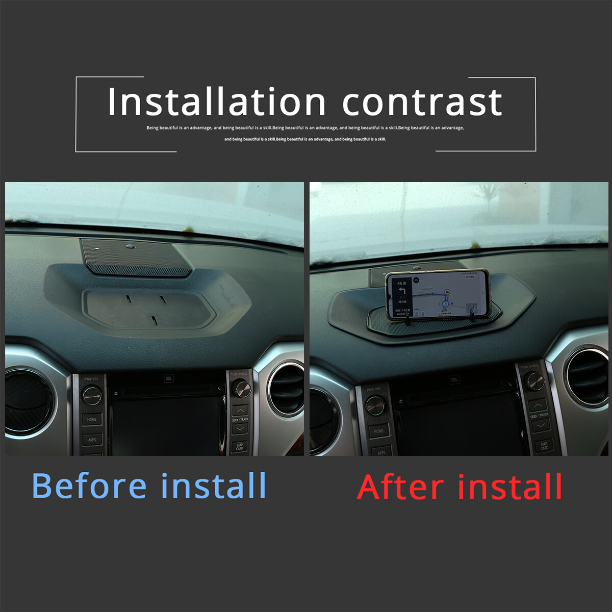 Mobile Phone Mount Holder Console Dash Storage Box Tray for Toyota Tundra 14-21