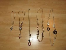 Set 5 Ketten 5x Kette Rot Braun Beige lang kurz Sammlung Modeschmuck Halsschmuck