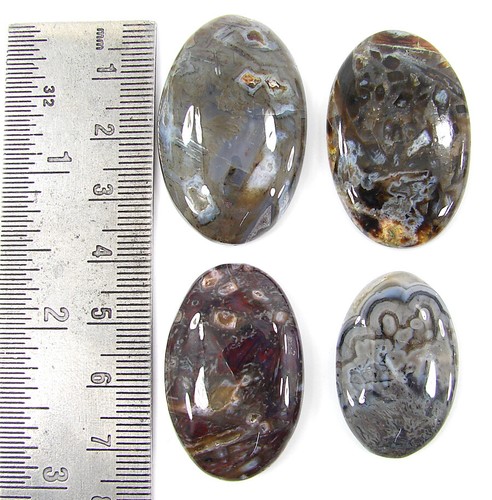 162.45 Ct Natural Stick Agate 30-38 mm Loose Gemstone Cabochon 4 Pcs Lot - 63165 - Picture 2 of 5