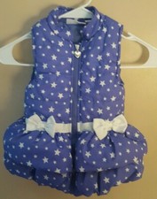 Kids Headquarters Girl's Purple Star Pattern Puffer Sleeveless Vest Size 4