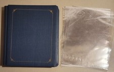 Creative Memories 8 x 10 NAVY BLUE Scrapbook Album Gold Trim Pgs and Protectors