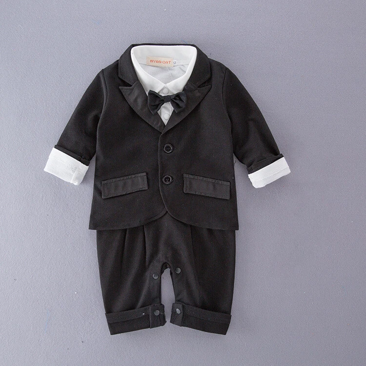 wedding party tuxedo boys jumpsuits +coat baby boy outfits & set - Image 4 of 4