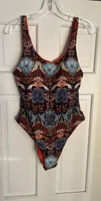 ATTITUDES BY RENEE NEW $80 Reversible SwimSuit Boho / Orange Spice Medium