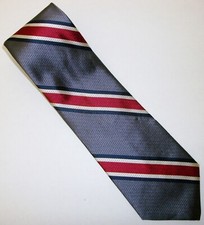 Red, Gray, Navy  White Stripes Silk Neck Tie 56" Long x 3.75" Wide E390 
