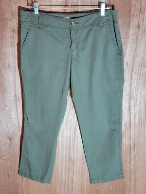 mossimo capri pants womens size 11 straight flat front mid rise green