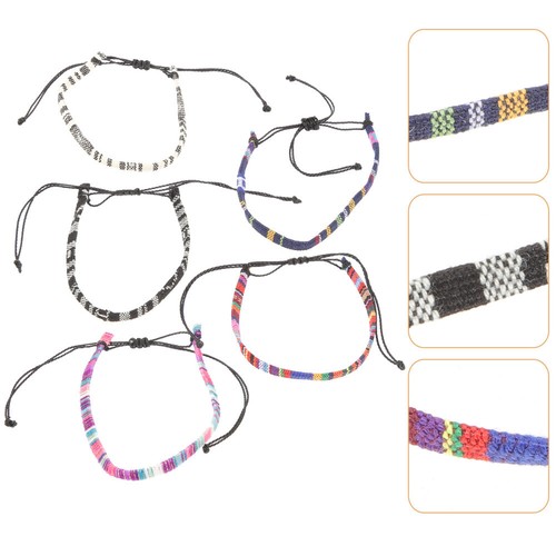 5 Pcs Bracelet Anklet Beach Miss Men and Women Rope Handmade Jewelry for - Picture 5 of 12