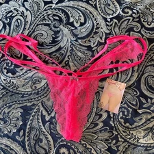 Seven til' midnight Pink Lace G-String Thong Strappy Lingerie Sexy Panty 1X/2X