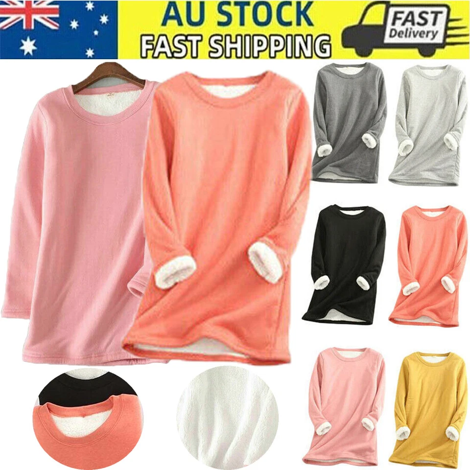 Thick Long Sleeve Tops Top Women Autumn Warm T-Shirt Fleece Lined Thermal Winter