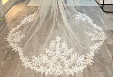 bridal veil lace applique veil mantilla french lace edge
