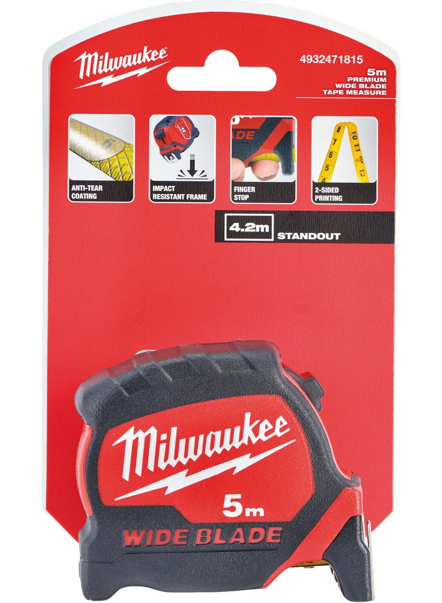 Milwaukee 5m 8m Premium Wide Blade Tape Measure 4932471815 