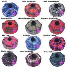 Scottish Tam O Shanter Tammy Hat Various Tartan/Tammy Cap One Size 80+ Colours
