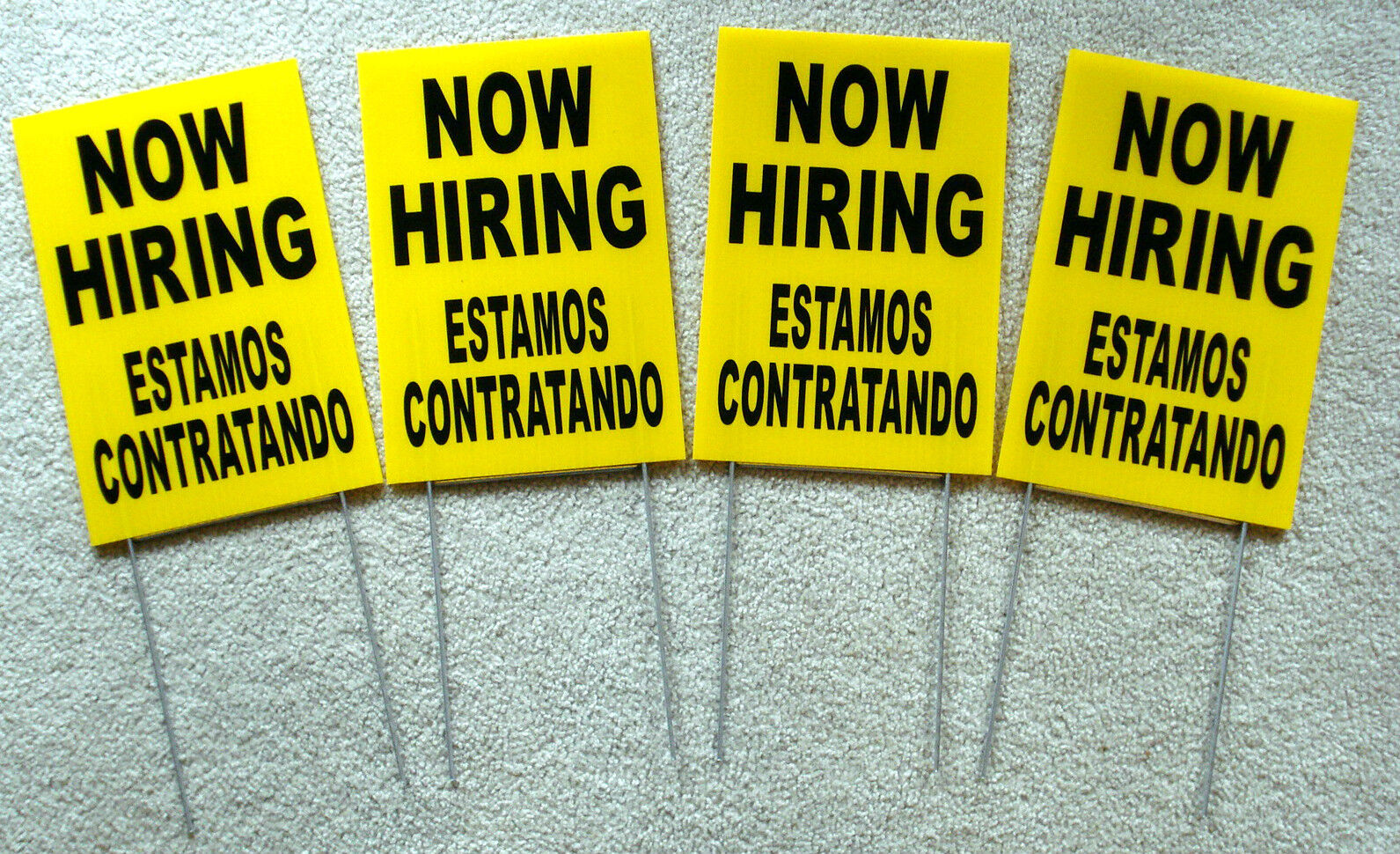 Sales of SALE items from new works 4 NOW HIRING ESTAMOS CONTRATANDO with SIGNS Coroplast safety Stakes