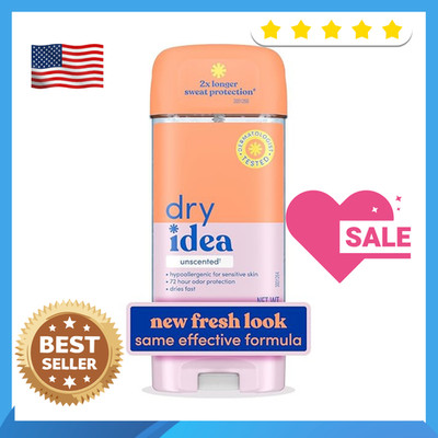 Dry Idea Advanced Dry Unscented Antiperspirant & Deodorant Gel 3 Oz Each 2X Long