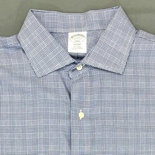 Brooks Brothers 17 4/5 Regent Fit Non-Iron Blue Check Shirt Long Sleeve