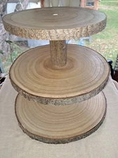 Three Tiered Wooden Cupcake Dessert Stand