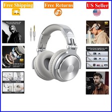 Silver Wired Over Ear Studio Headphones with 50mm Drivers for DJ Mixing  Rec...