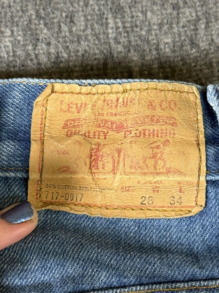 复古 Levis 517 牛仔裤男式 28x34 靴子切工美国制造 Talon Zip 517-0917 蓝色 — 第 3/4 张图片