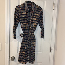 Tommy Hilfiger Button Up Library Book Bookshelf Dress Belt/Pockets Sz M *RARE*