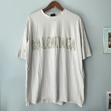 Balenciaga Distressed Tape Cotton T-Shirt Siz...