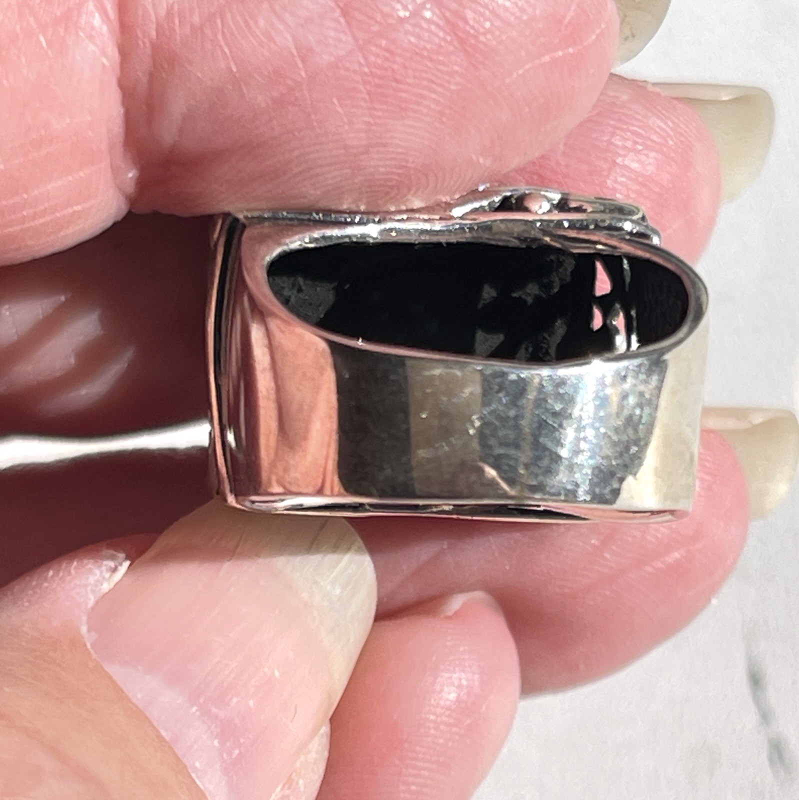 Blue Turquoise and Silver Statement Ring with Dec… - image 7