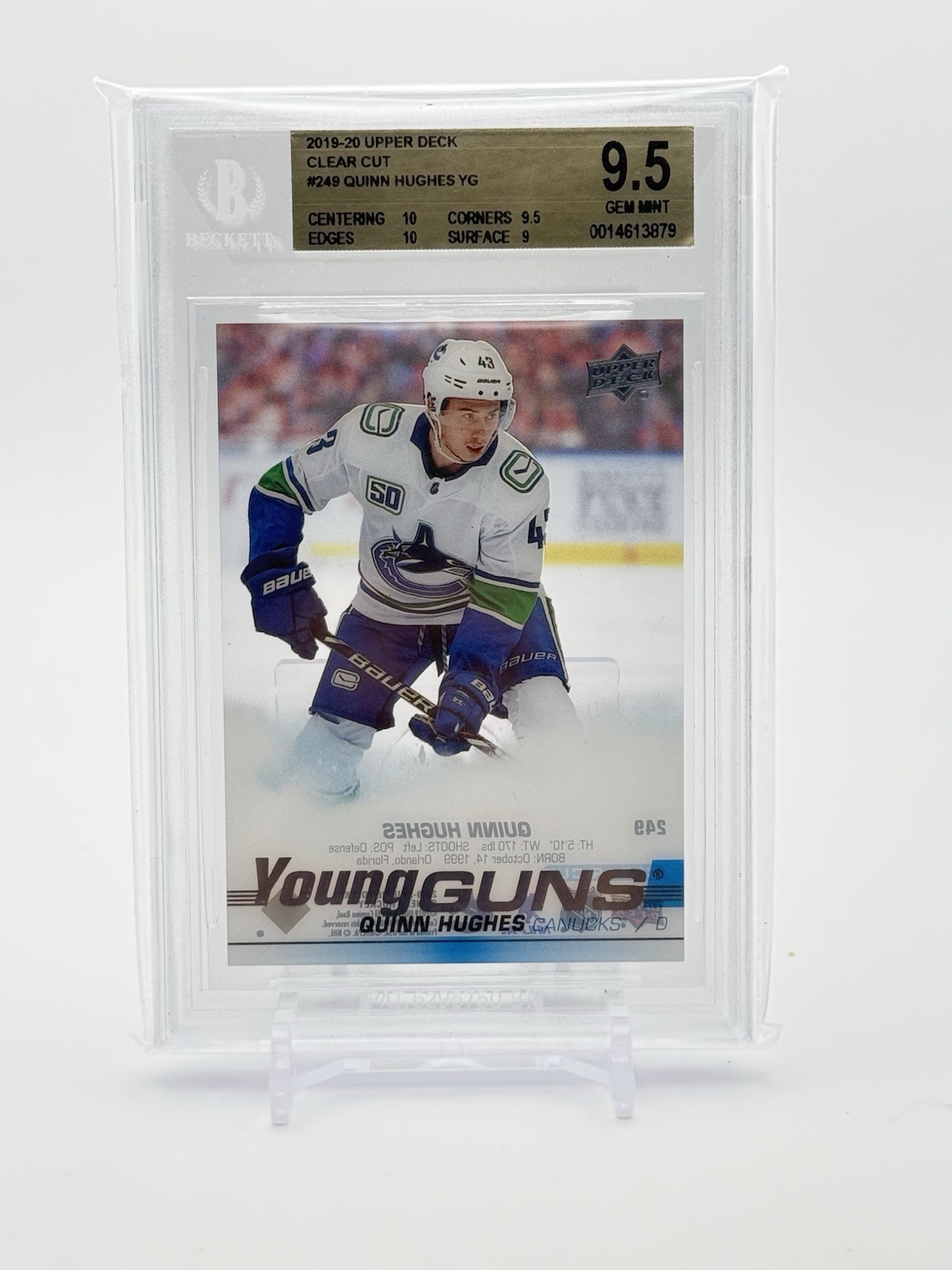 2019-20 Upper Deck - Quinn Hughes Young Guns Clear Cut BGS 9.5 2 10s #249