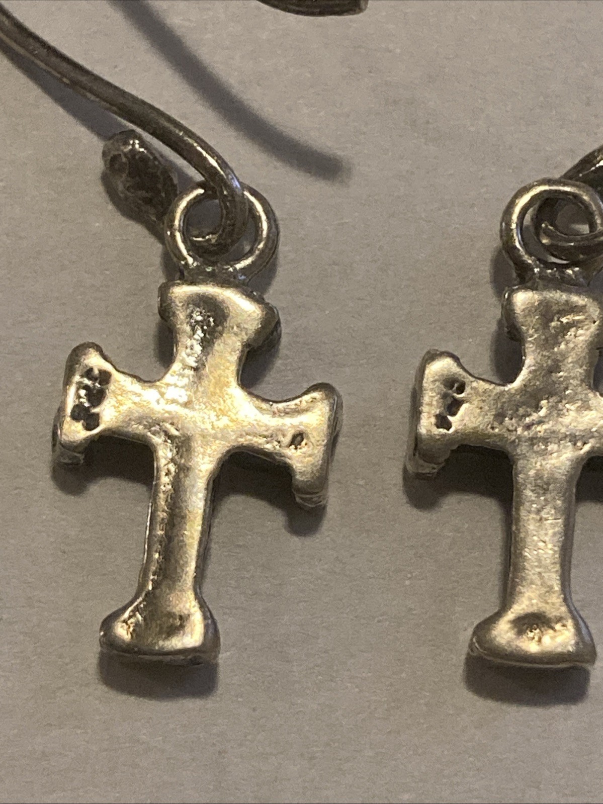 Sterling Silver 925 Solid Cross Dangle Earrings - image 5
