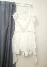 White leotard dress for women. Medium-Large