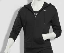 Reebok Women's Black French Terry Zip-Front Training Hooded Sweatshirt Size S