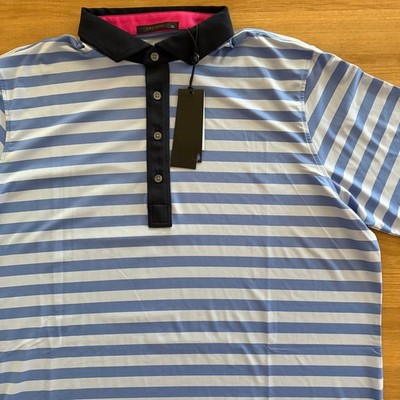 Greyson Kissimmi Polo Mens XL Blue White Striped Golf Shirt MFA23K05 Heron NEW