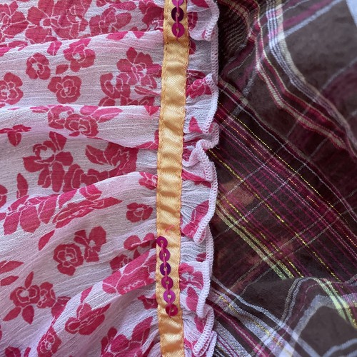 Limited Too Patchwork Tiered Skirt Girl's Size 12 sequins pink brown tie die - Picture 9 of 9