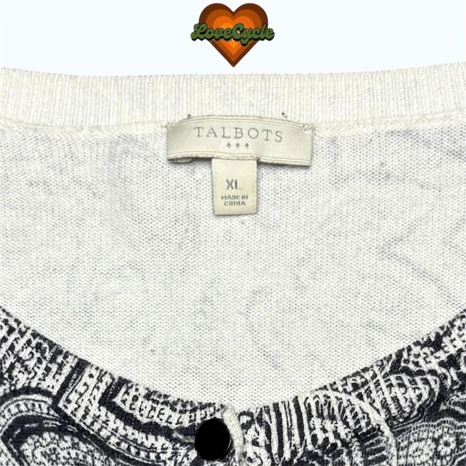 Cárdigan para mujer Talbots azul marino y blanco cachemira botones delantero manga 3/4 - XL Foto 4 de 4