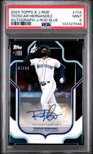 2023 Topps x Julio Rodriguez Teoscar Hernandez Blue Auto /44 #17A PSA 9 Pop 1