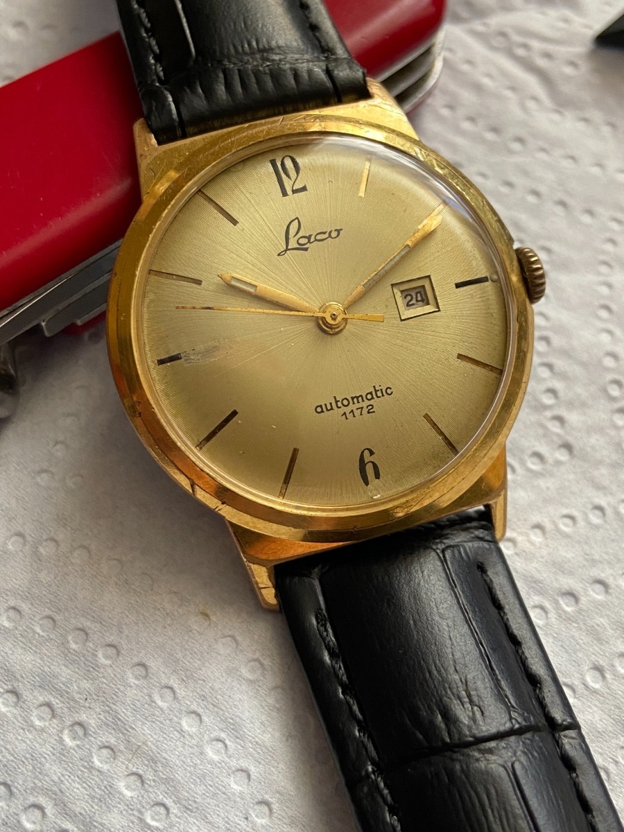 Vintage VERY RARE MEN WRIST WATCH LACO AUTOMATIC DUROMAT 1172 GOLD