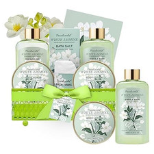 Bath Gift Baskets for Women, 9Pc Jasmine Spa Gifts Set for Women, Self Care  Bo