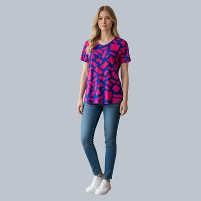 LuLaRoe Women's Classic T-Shirt Short Sleeves Blue Red Top Shirt Tee XL NWT