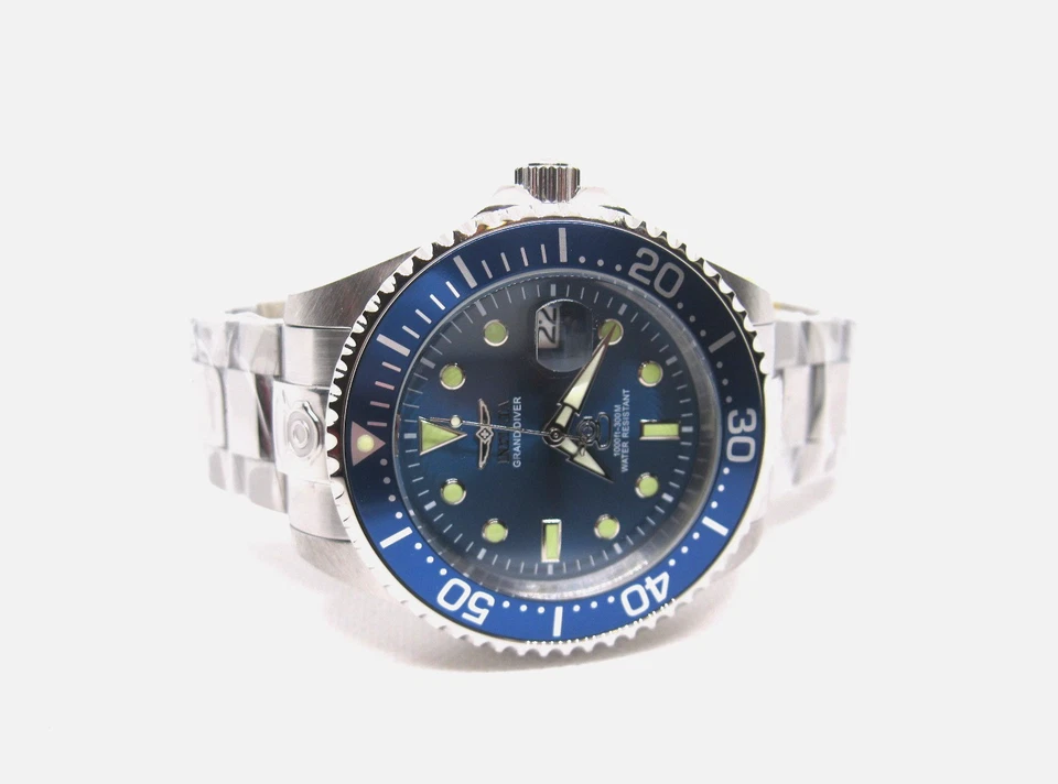 Автоматические мужские часы Invicta Grand Diver синий циферблат серебристые 47 мм NH35A - 13859 - Изображение 3 из 4