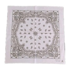    Premium White Paisley Bandana 100 Cotton 25x25 Made in Japan New Rare