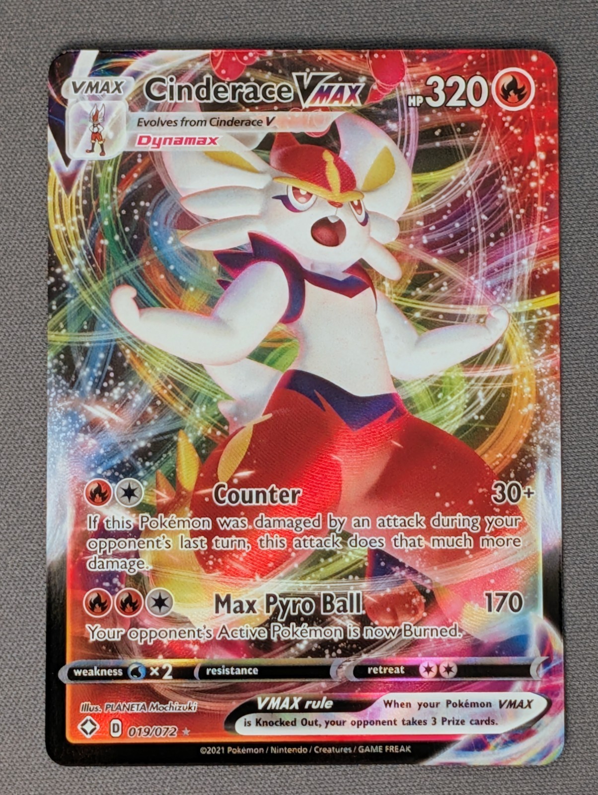 Cinderace VMAX 19/72 Shining Fates Holo Rare VMAX NM