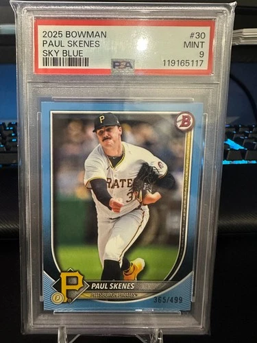 2025 BOWMAN SKY BLUE #30 PAUL SKENES 365/499 PSA 9