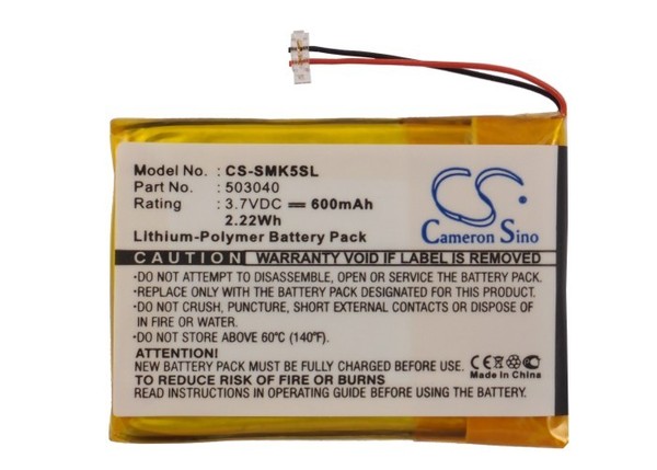 Ersatzakku - CS-SMK5SL - Samsung YP-K5 / 503040 - 3,7 Volt 600Mah Li-Polymer-image
