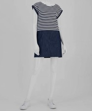Nautica Women's Blue Colorblocked Striped Shift Dress Size: S
