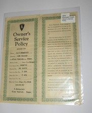 1933 Plymouth Coupe V-8 Owners Service Policy Brochure Clay Center Kansas