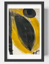 GUAJARDO Original Abstract Expressionism Bumblebee 9X6 Paper Signed Art